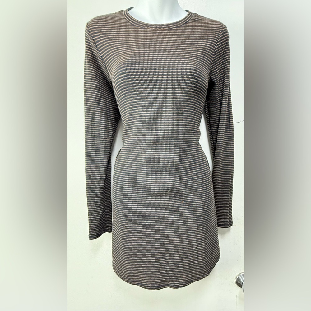 Vans Brown Ribbed Long Sleeve Sheath Dress